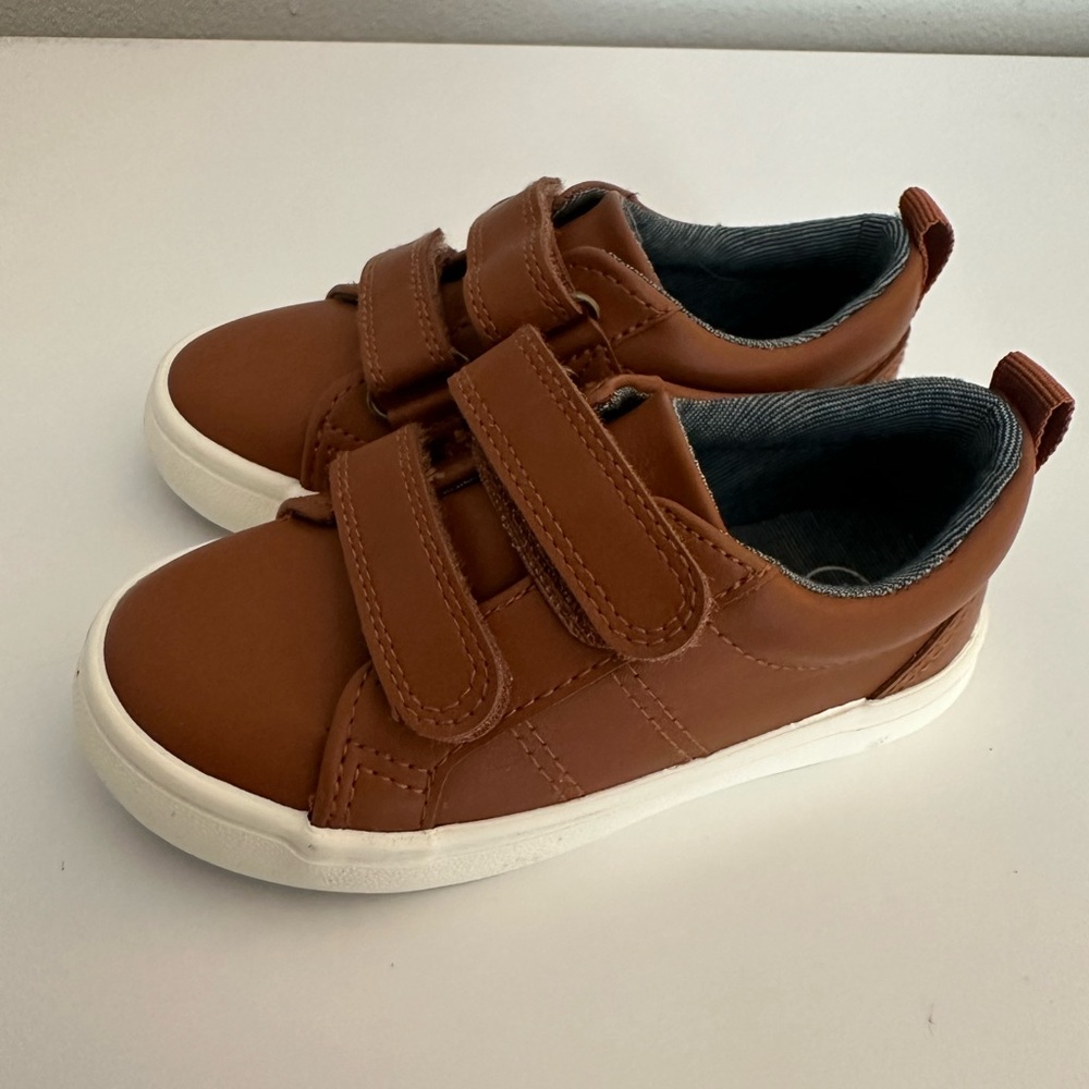 Brown Leather Velcro Sneakers